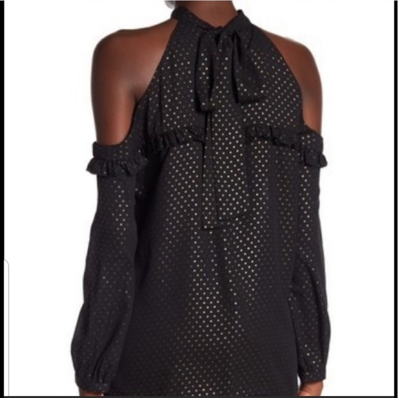 Supply & Demand Gold Star Cold Shoulder Blouse New - Picture 2 of 12